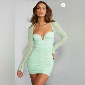 Oh Polly St. Germain embellished long sleeve mini dress Hoco!